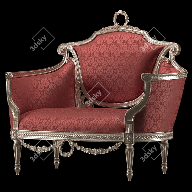 Elegant Rococo Armchair 3D model image 4