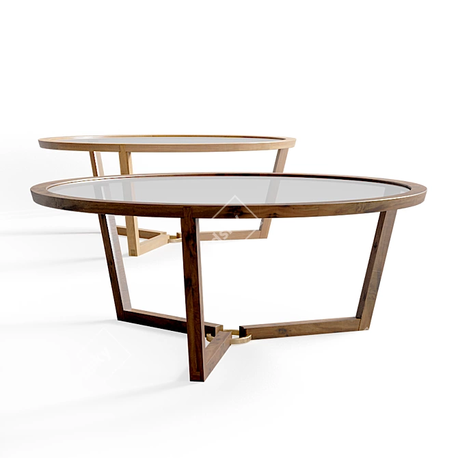 Kbh Coffee Table | Oak & Smoked Glass 3D model image 1