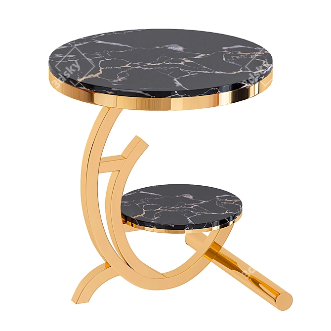Scandinavian Marble Accent Table 3D model image 1