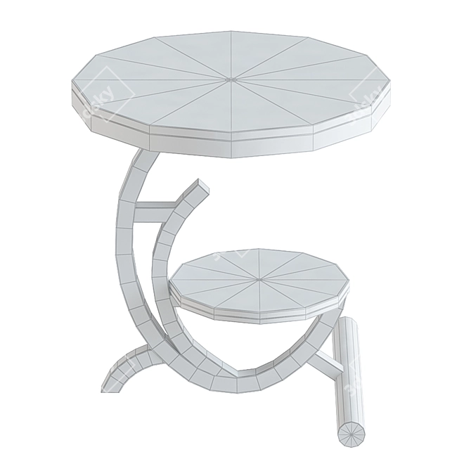 Scandinavian Marble Accent Table 3D model image 2