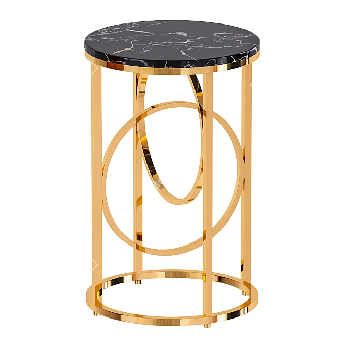 Elegant Black Marble Round End Table 3D model image 1