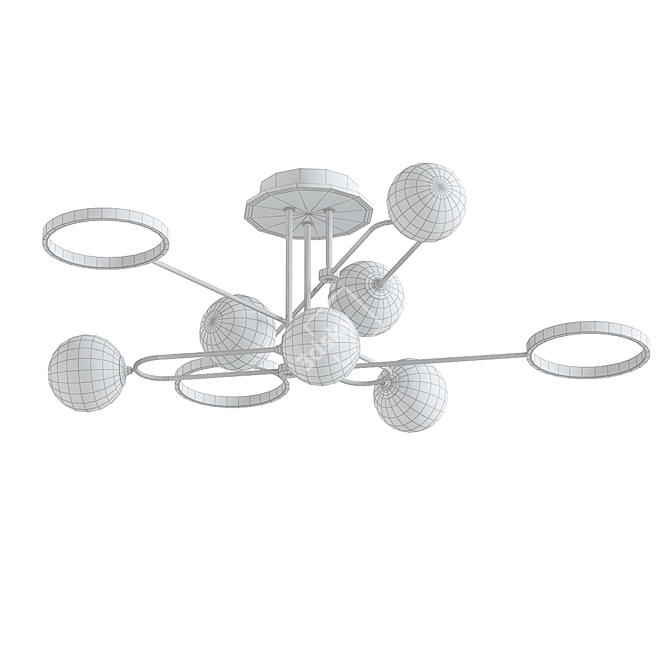 Modern Linear 9-Light Warm Flush Mount 3D model image 2