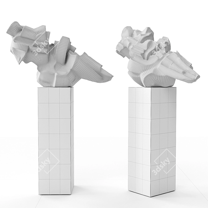 Cubs Abstract Sculpture: Plaster & Stone Masterpiece 3D model image 5