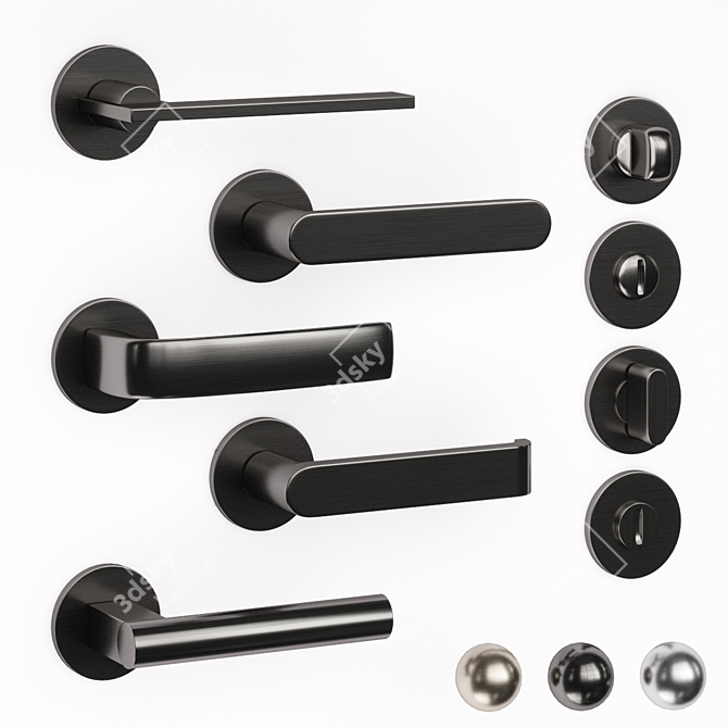 Olivari Door Handles Collection: Open, Icona, Diva 3D model image 1