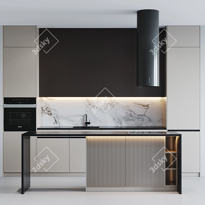 Stylishly Sleek Kitchen Upgrade 3D model image 1