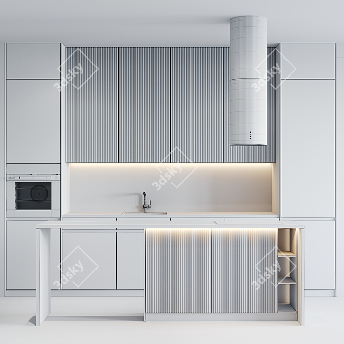 Stylishly Sleek Kitchen Upgrade 3D model image 6