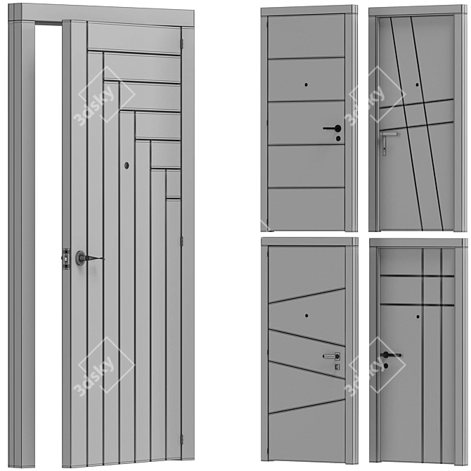 Versatile Designer Interior Doors 3D model image 6