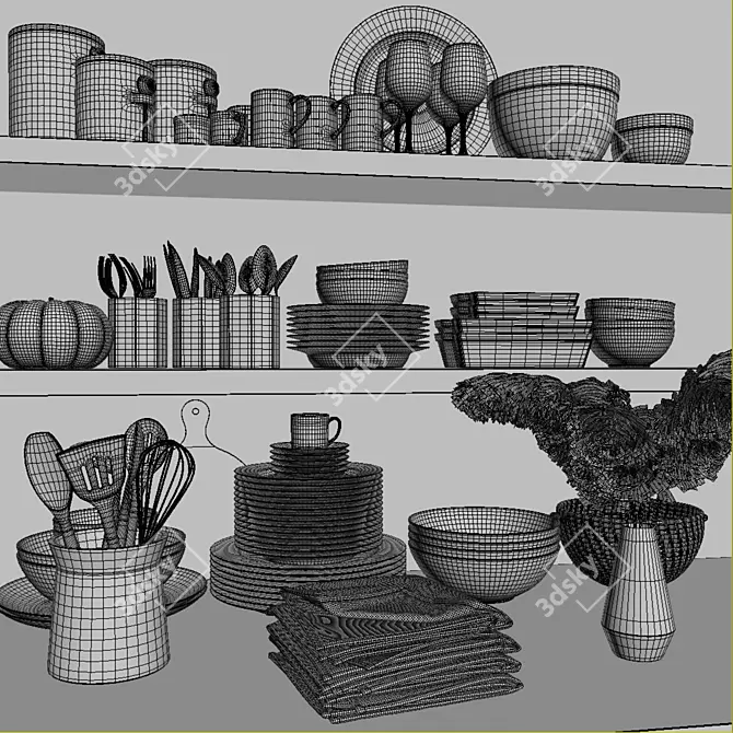 Kitchen Utensils and Tools Set 3D model image 5