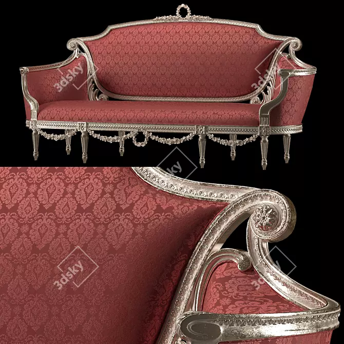 Elegant Rococo Sofa: Exquisite Comfort 3D model image 4