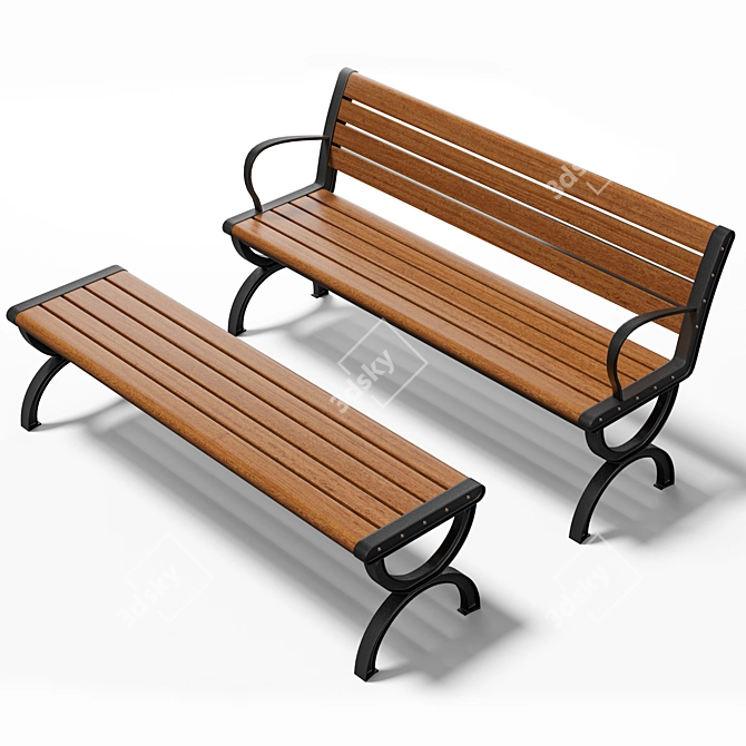 Sturdy Outdoor Bench: internet-inspired design 3D model image 3