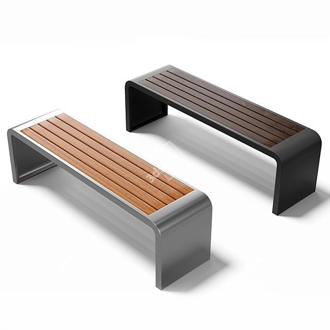 Sturdy Outdoor Bench: internet-inspired design 3D model image 4