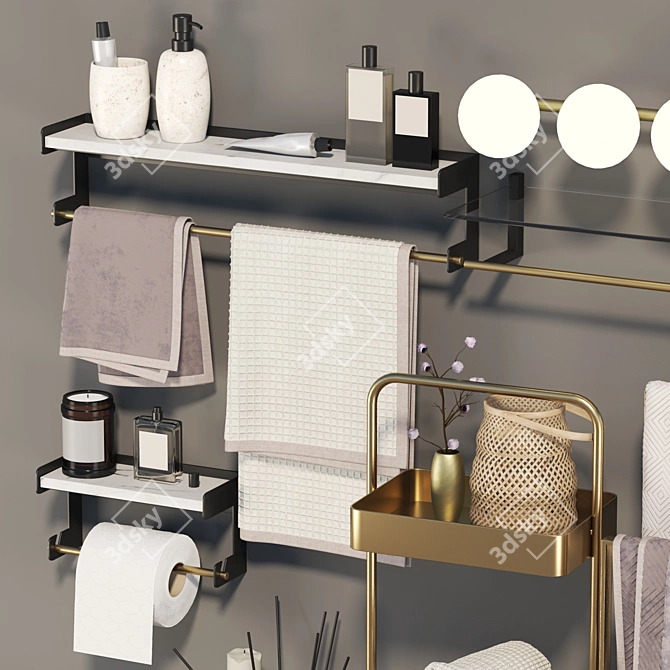 Contemporary Bathroom Accessory Set 3D model image 3