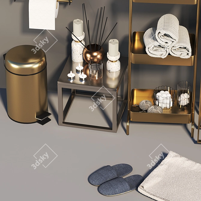 Contemporary Bathroom Accessory Set 3D model image 4