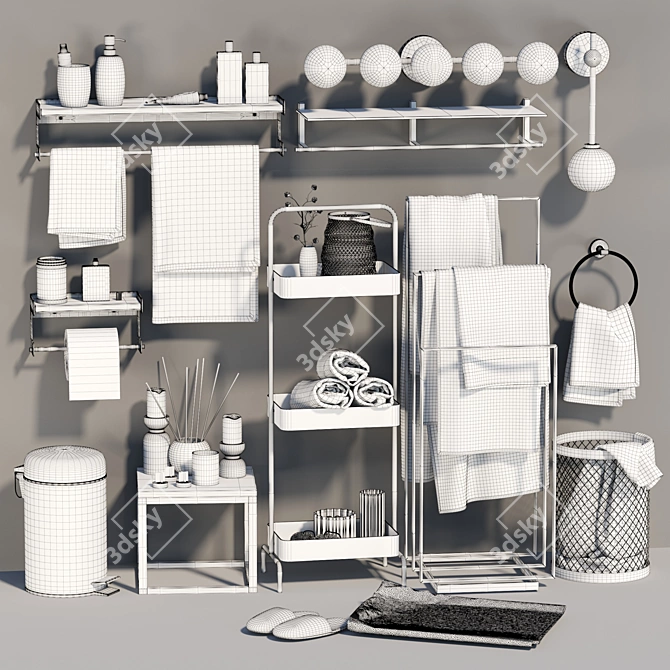 Contemporary Bathroom Accessory Set 3D model image 7