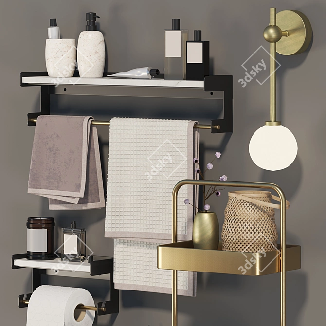 Contemporary Bathroom Accessory Set 3D model image 9