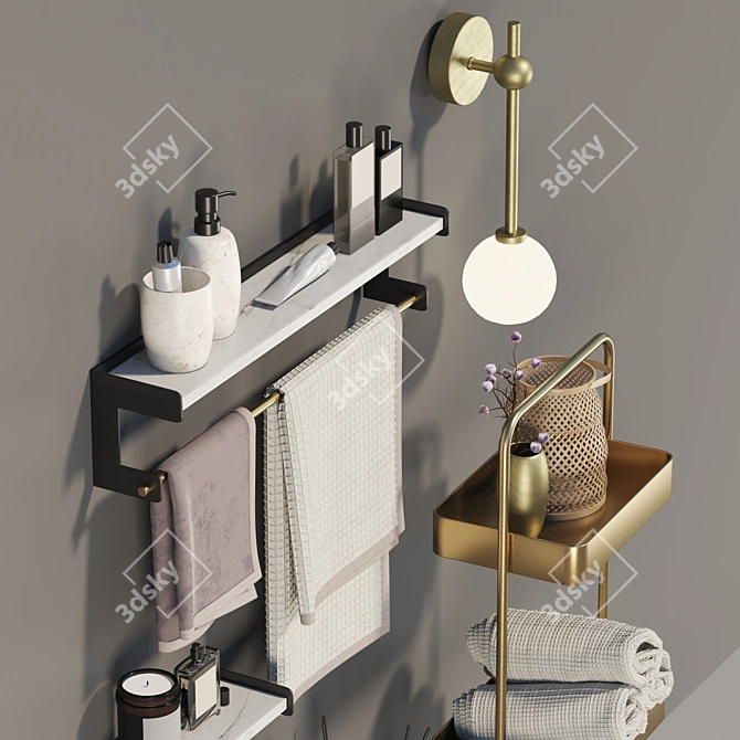 Contemporary Bathroom Accessory Set 3D model image 11