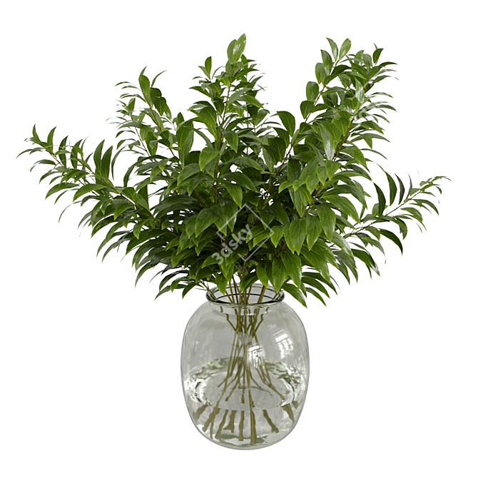 Elegant Olive Stem Bouquet 3D model image 2