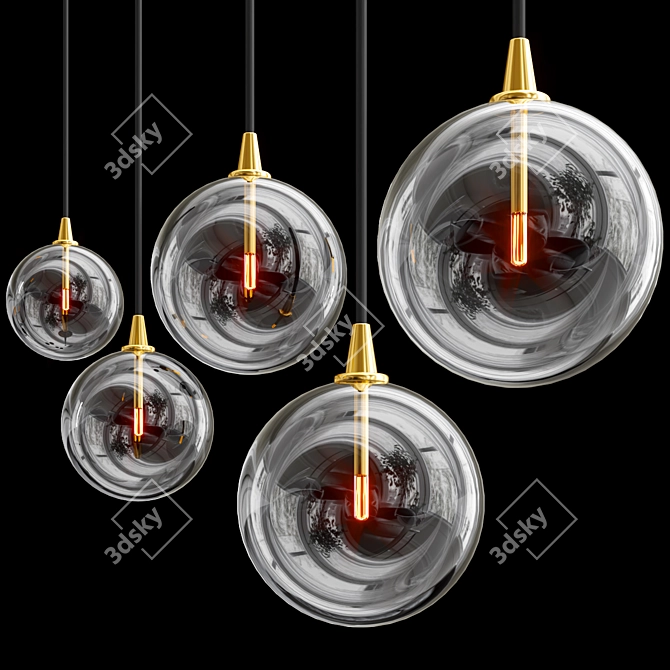 Glass Globe Cluster Pendant 3D model image 2