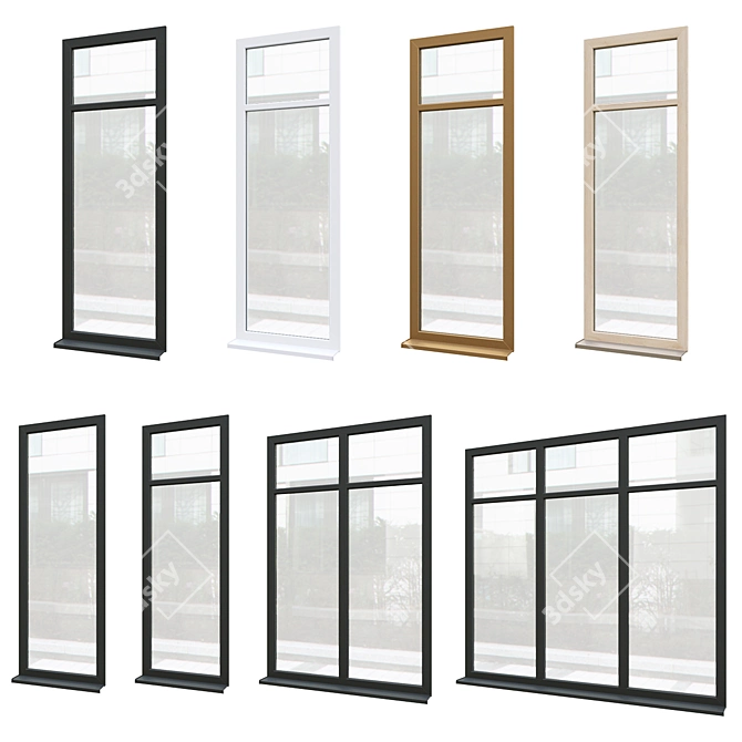 Optimized Exterior Windows Pack 3D model image 1