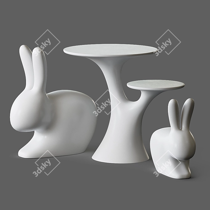 Qeeboo Rabbit Collection: Tree, Chair, Baby 3D model image 2