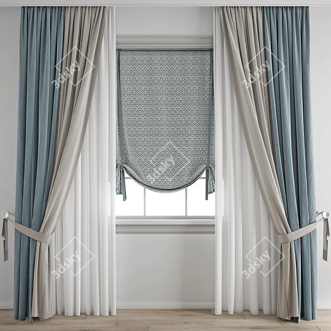 Premium Curtain Model - 3ds Max & Obj 3D model image 1