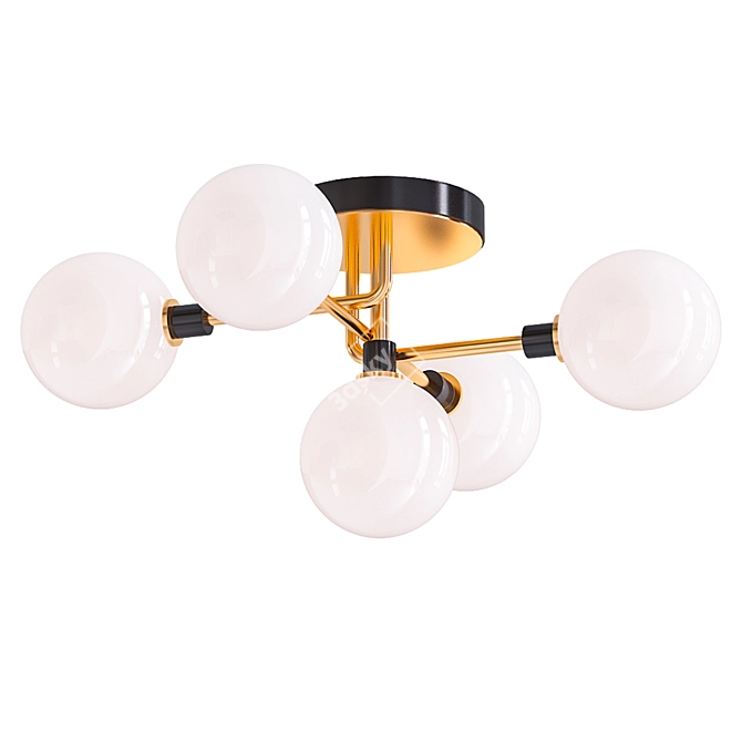 Brass Globe Mini Chandelier: Elegant Flush Mount 3D model image 1