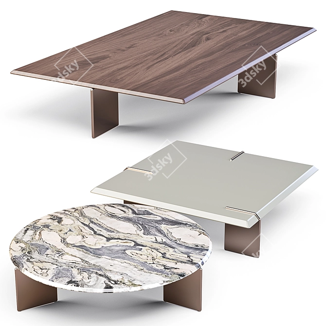 Minotti Keel Coffee & Side Tables - Elegant Italian Design 3D model image 1