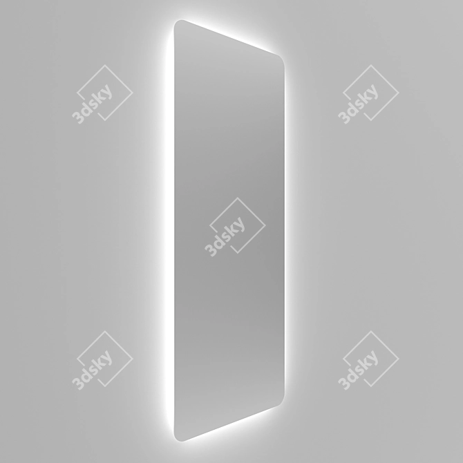 Sleek Illuminated Frameless Mirror 3D model image 2