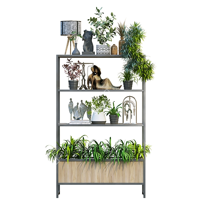 Modern Vertical Plant & Decor Set 3D model image 6