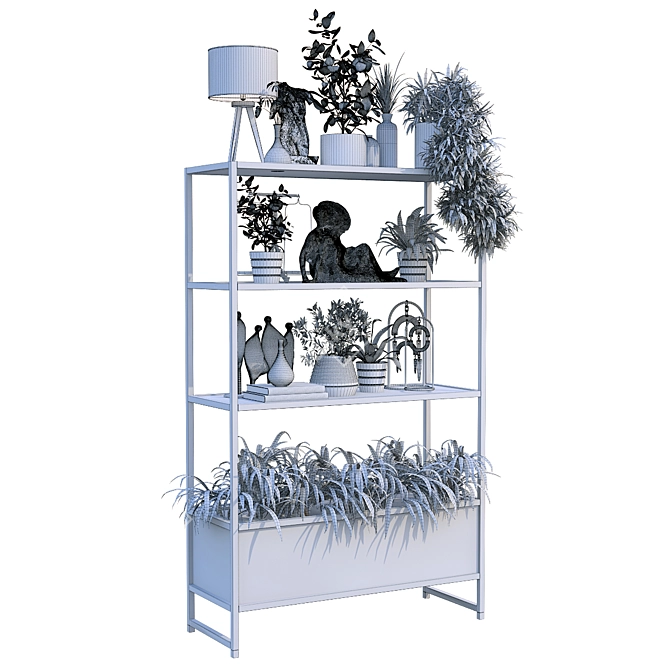 Modern Vertical Plant & Decor Set 3D model image 7