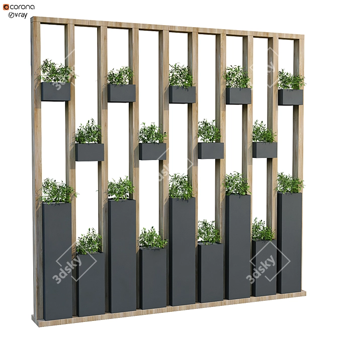 Versatile Vertical Plant Partition Set 3D model image 1