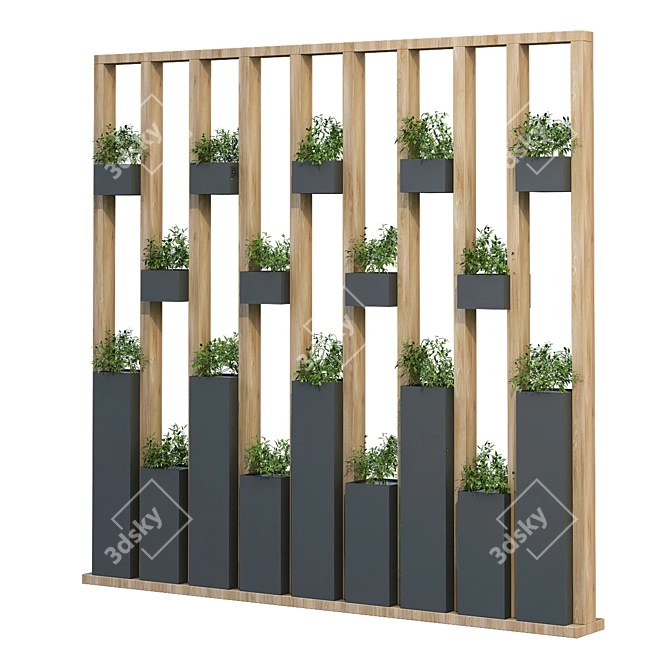 Versatile Vertical Plant Partition Set 3D model image 2