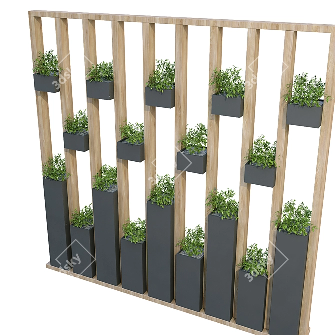 Versatile Vertical Plant Partition Set 3D model image 4