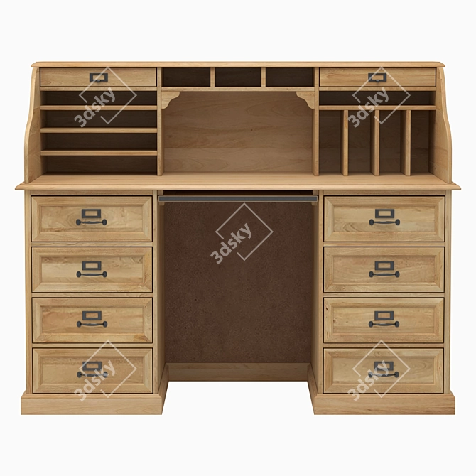 Elegant Mango Wood Desk 3D model image 2