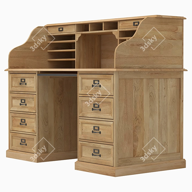 Elegant Mango Wood Desk 3D model image 3