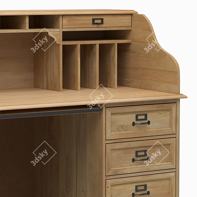 Elegant Mango Wood Desk 3D model image 4