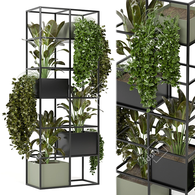 Rustic Concrete Pot Indoor Plants 3D model image 1