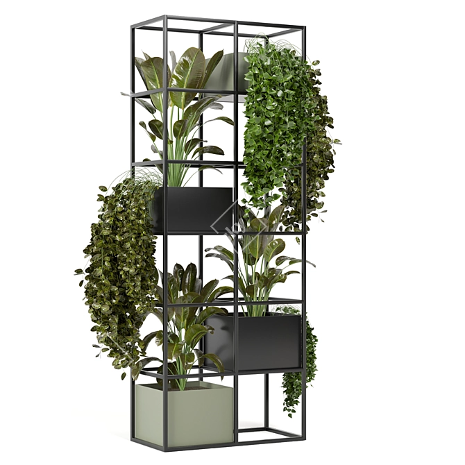 Rustic Concrete Pot Indoor Plants 3D model image 5