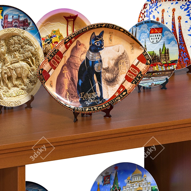 Elegant Souvenir Decorative Plates 3D model image 2