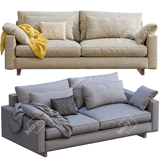 West Elm Harmony Sofa: Modern Style & Maximum Comfort 3D model image 6