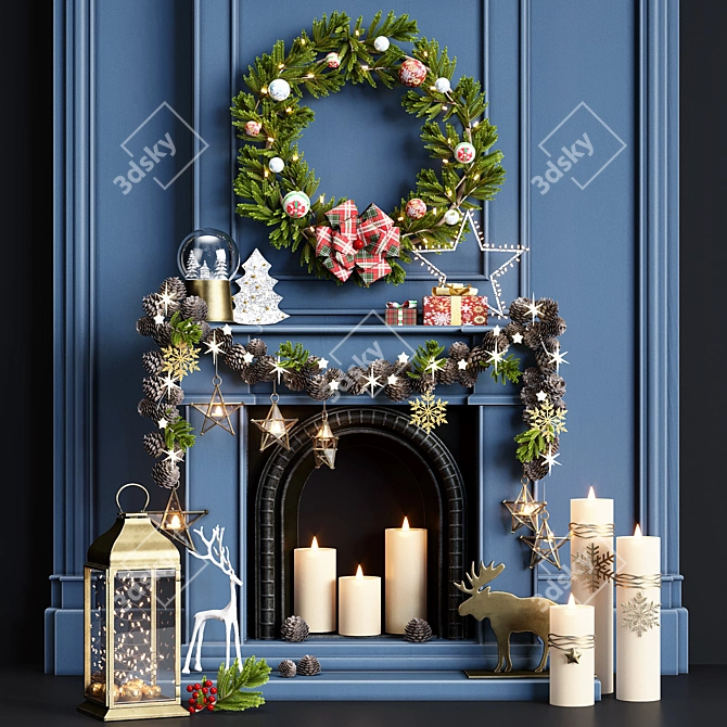 Festive New Year Decoration Set 3D model image 1