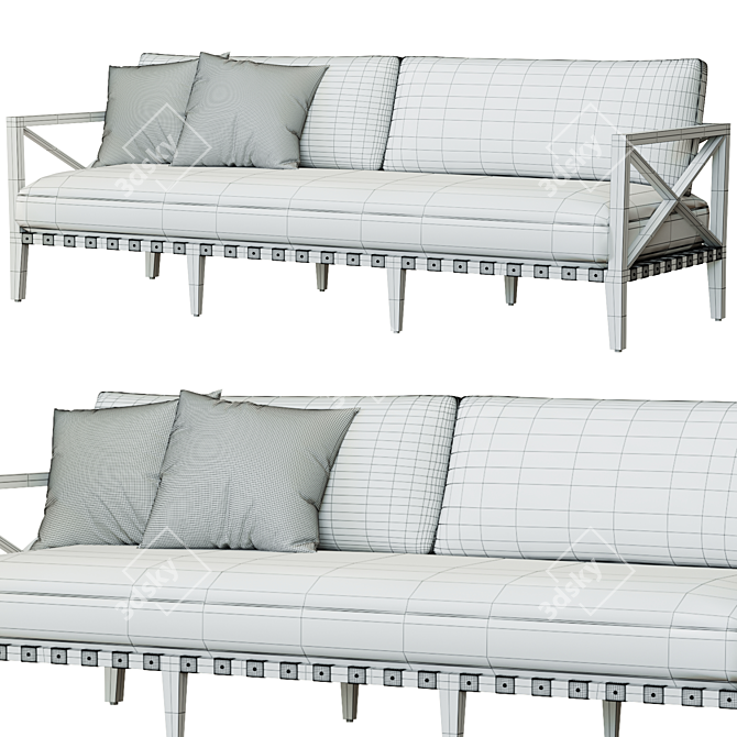 Sleek Aluminum Mustique Sofa 3D model image 4