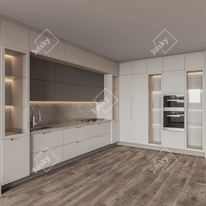 Sleek Kitchen001: Modern Design, Multiple Render Options 3D model image 4