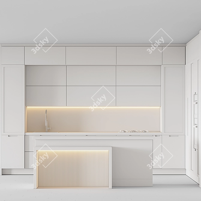 Sleek Kitchen001: Modern Design, Multiple Render Options 3D model image 7