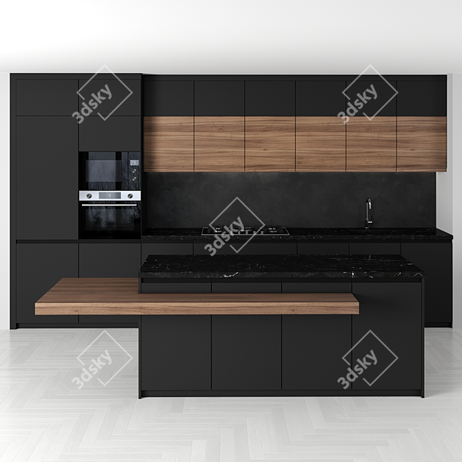 Sleek Island Kitchen 87: High-Quality, Render-Ready 3D model image 1