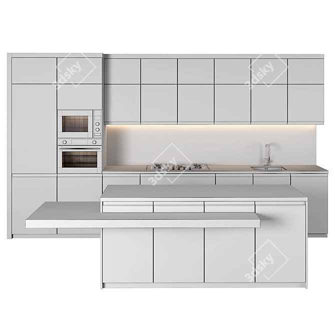 Sleek Island Kitchen 87: High-Quality, Render-Ready 3D model image 4