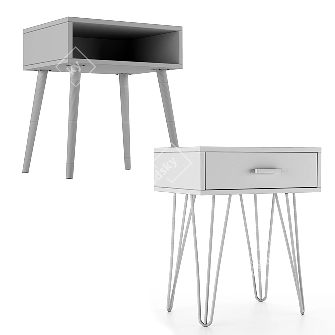 Iwain Bedside Table: Sleek and Functional 3D model image 6