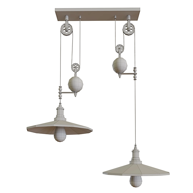 Modern Loft Pendant Light - Balance Line 3D model image 3