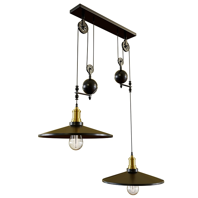 Modern Loft Pendant Light - Balance Line 3D model image 4