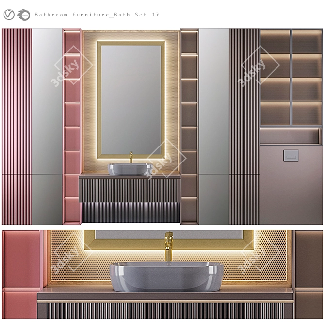 Modern Bathroom Furniture Set 3D model image 1